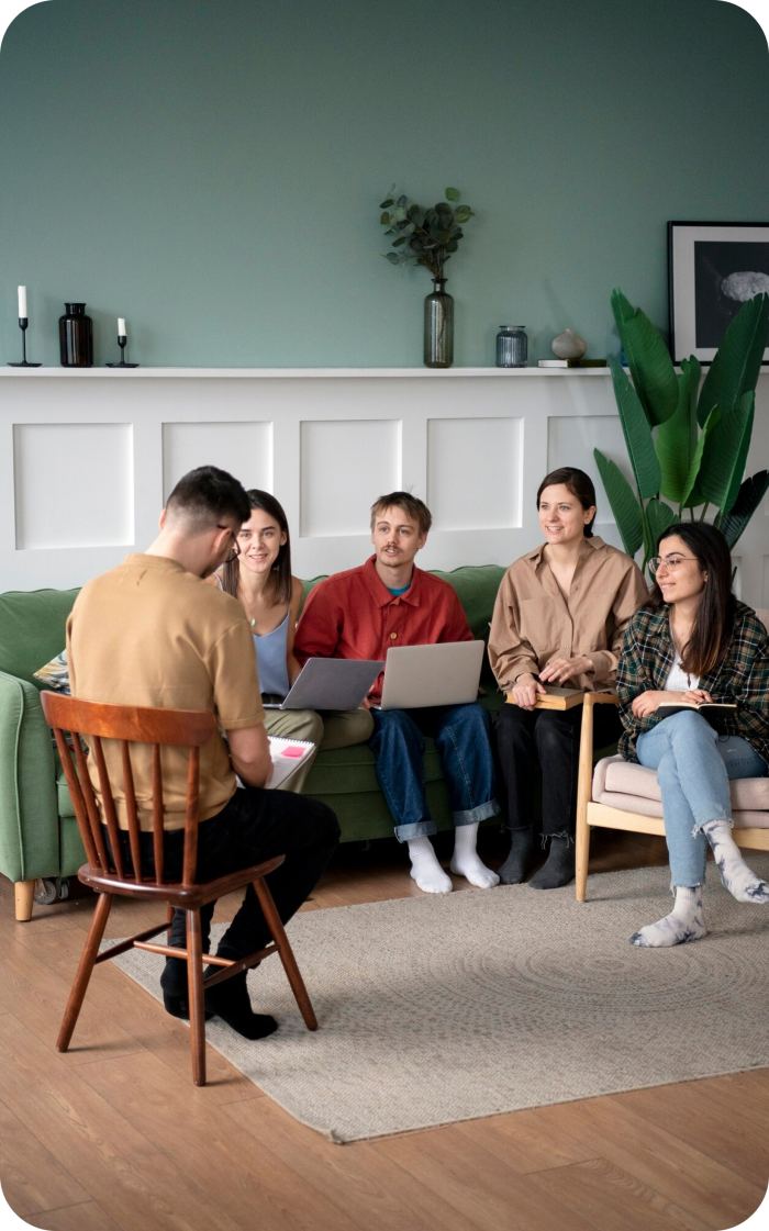 A group of people learning together