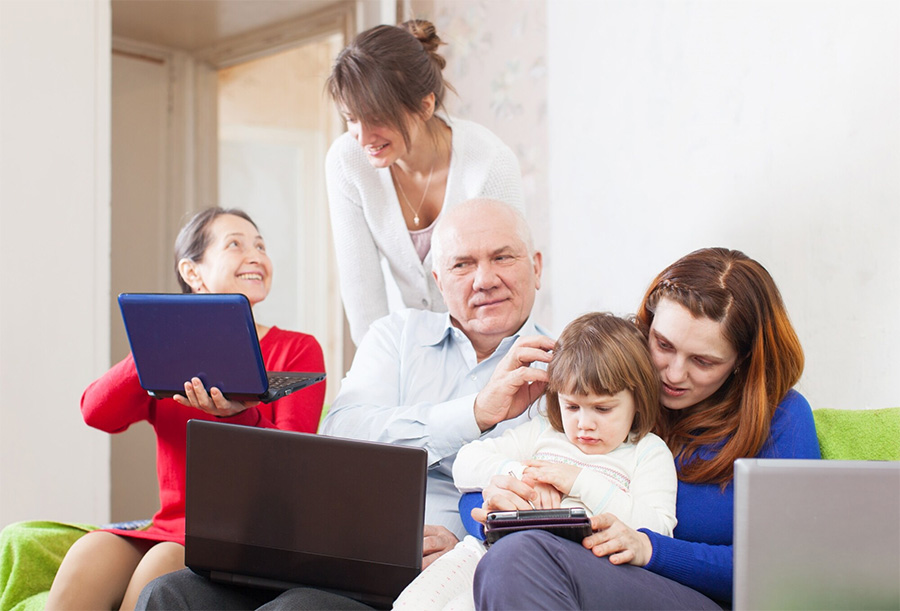 A group learning together around a laptop